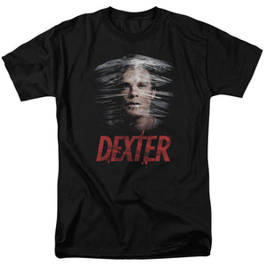AN OFFCIALLY LICENSED DEXTER PLASTIC WRAP MEN'S REGULAR FIT T-SHIRT BLACK