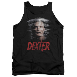 AN OFFCIALLY LICENSED DEXTER PLASTIC WRAP ADULT UNISEX TANK TOP BLACK