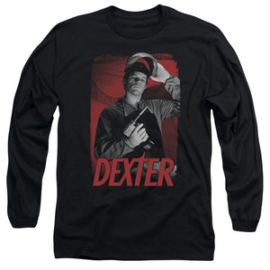 AN OFFCIALLY LICENSED DEXTER SEE SAW MEN'S LONG SLEEVE T-SHIRT BLACK