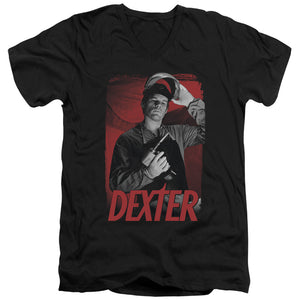 AN OFFCIALLY LICENSED DEXTER SEE SAW MEN'S V-NECK T-SHIRT BLACK