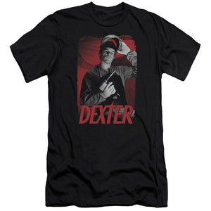 AN OFFCIALLY LICENSED DEXTER SEE SAW MEN'S PREMIUM SLIM FIT T-SHIRT BLACK