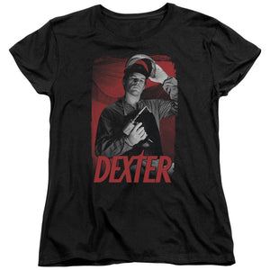 AN OFFCIALLY LICENSED DEXTER SEE SAW WOMEN'S REGULAR FIT T-SHIRT BLACK
