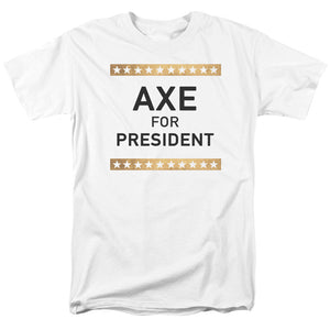 AN OFFCIALLY LICENSED BILLIONS AXE FOR PRESIDENT MEN'S REGULAR FIT T-SHIRT WHITE