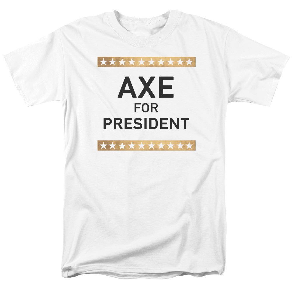 AN OFFCIALLY LICENSED BILLIONS AXE FOR PRESIDENT MEN'S REGULAR FIT T-SHIRT WHITE
