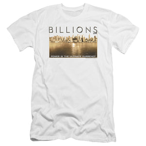 AN OFFCIALLY LICENSED BILLIONS GOLDEN CITY MEN'S PREMIUM SLIM FIT T-SHIRT WHITE