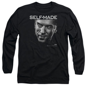 AN OFFCIALLY LICENSED BILLIONS SELF MADE MEN'S LONG SLEEVE T-SHIRT BLACK