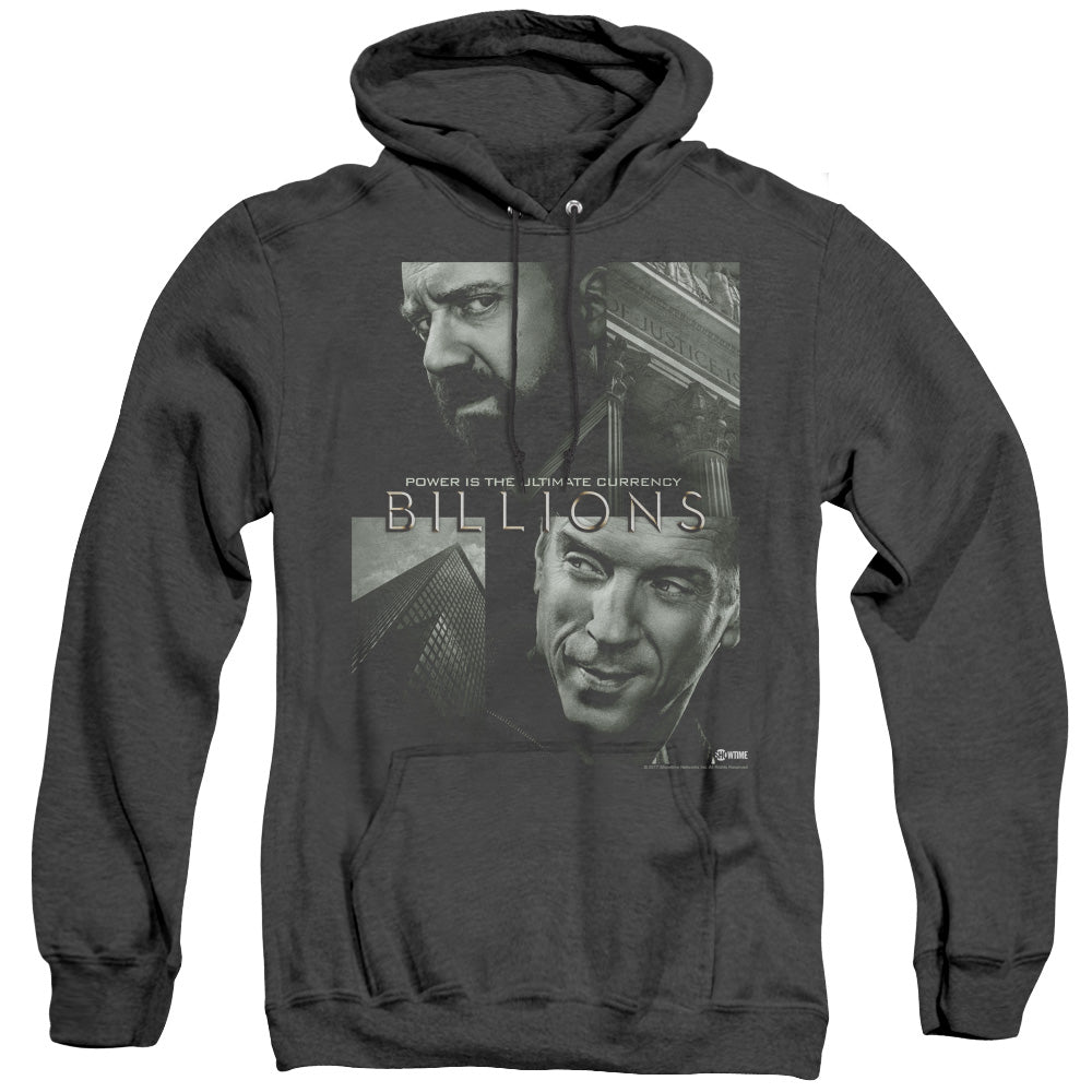 AN OFFCIALLY LICENSED BILLIONS CURRENCY POSTER ADULT UNISEX HEATHER PULLOVER HOODIE BLACK