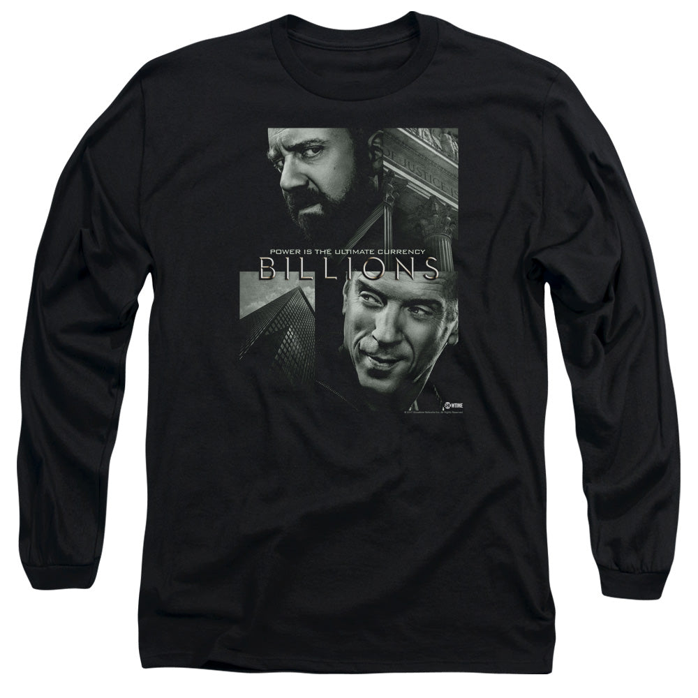 AN OFFCIALLY LICENSED BILLIONS CURRENCY POSTER MEN'S LONG SLEEVE T-SHIRT BLACK