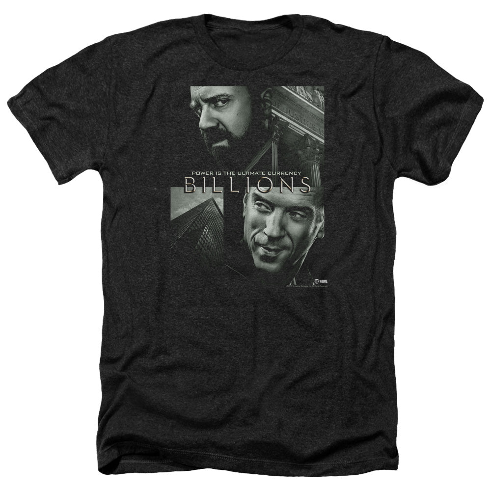AN OFFCIALLY LICENSED BILLIONS CURRENCY POSTER MEN'S HEATHER T-SHIRT CHARCOAL