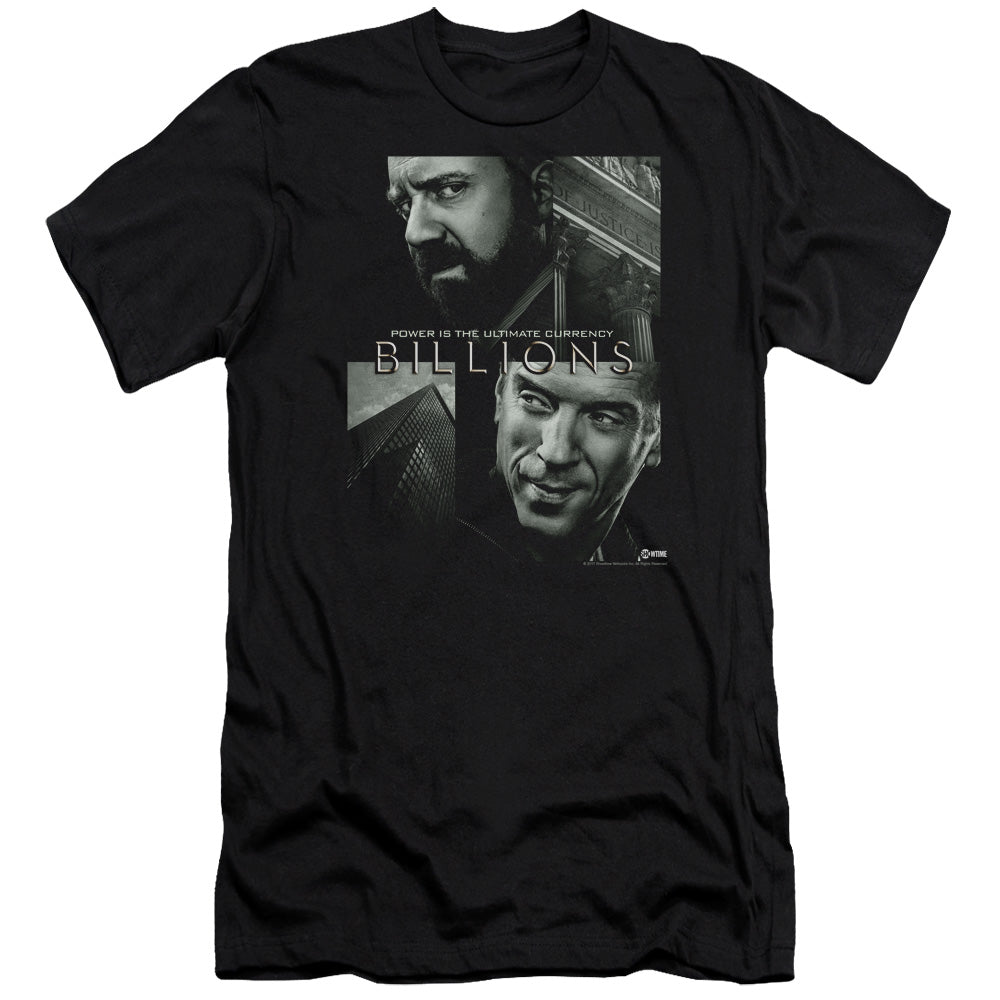 AN OFFCIALLY LICENSED BILLIONS CURRENCY POSTER MEN'S PREMIUM SLIM FIT T-SHIRT BLACK