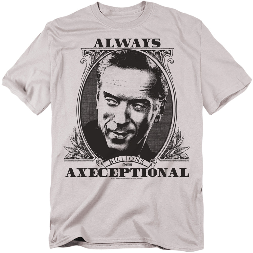 AN OFFCIALLY LICENSED BILLIONS AXECEPTIONAL MEN'S REGULAR FIT T-SHIRT SILVER