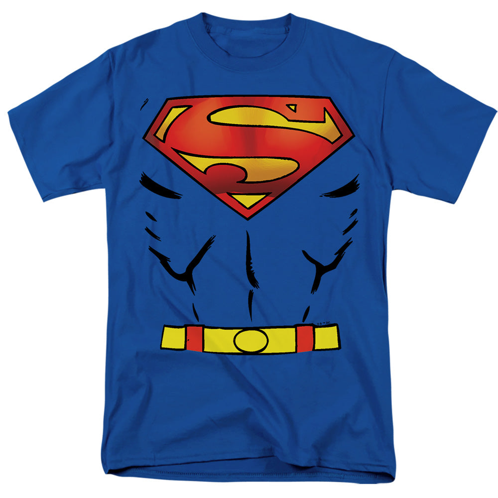 AN OFFCIALLY LICENSED DC CHEST COSTUME MEN'S REGULAR FIT T-SHIRT ROYAL