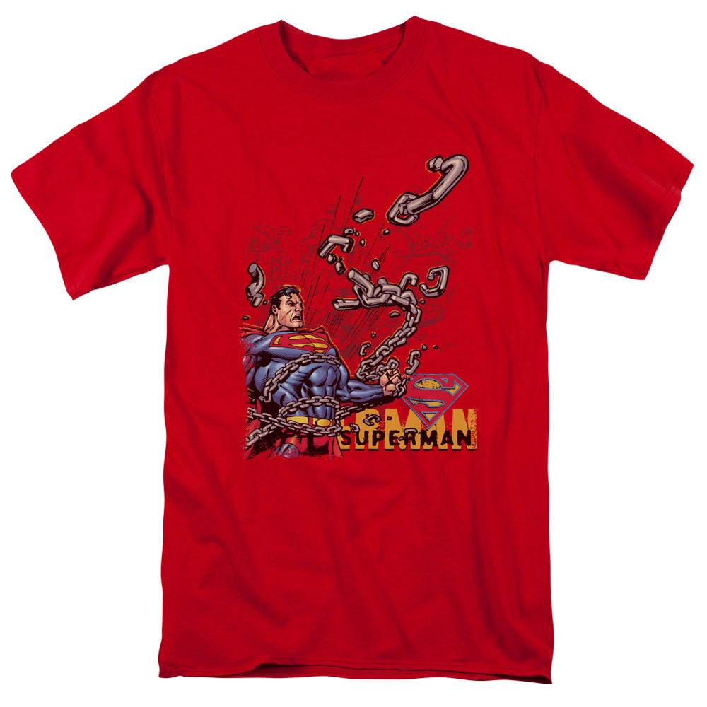 Superman Breaking Chains Licensed Adult Unisex T-Shirt Regular Fit Tee MD