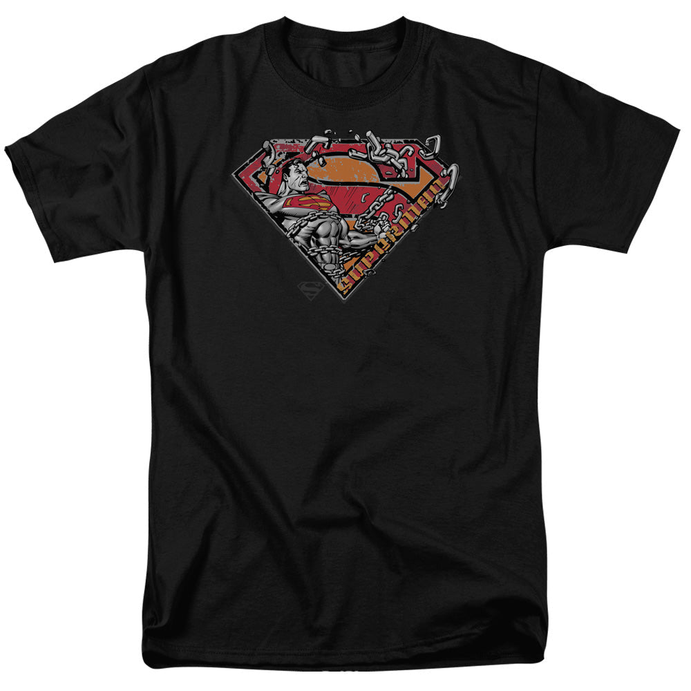 Superman Breaking Chain Logo Licensed Adult Unisex T-Shirt Regular Fit Tee SM-3X