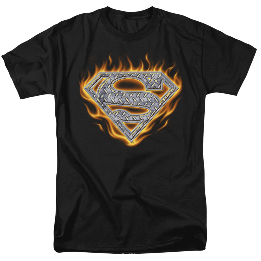 Superman Steel Fire Shield Licensed Adult Unisex T-Shirt Regular Fit Tee SM-3X