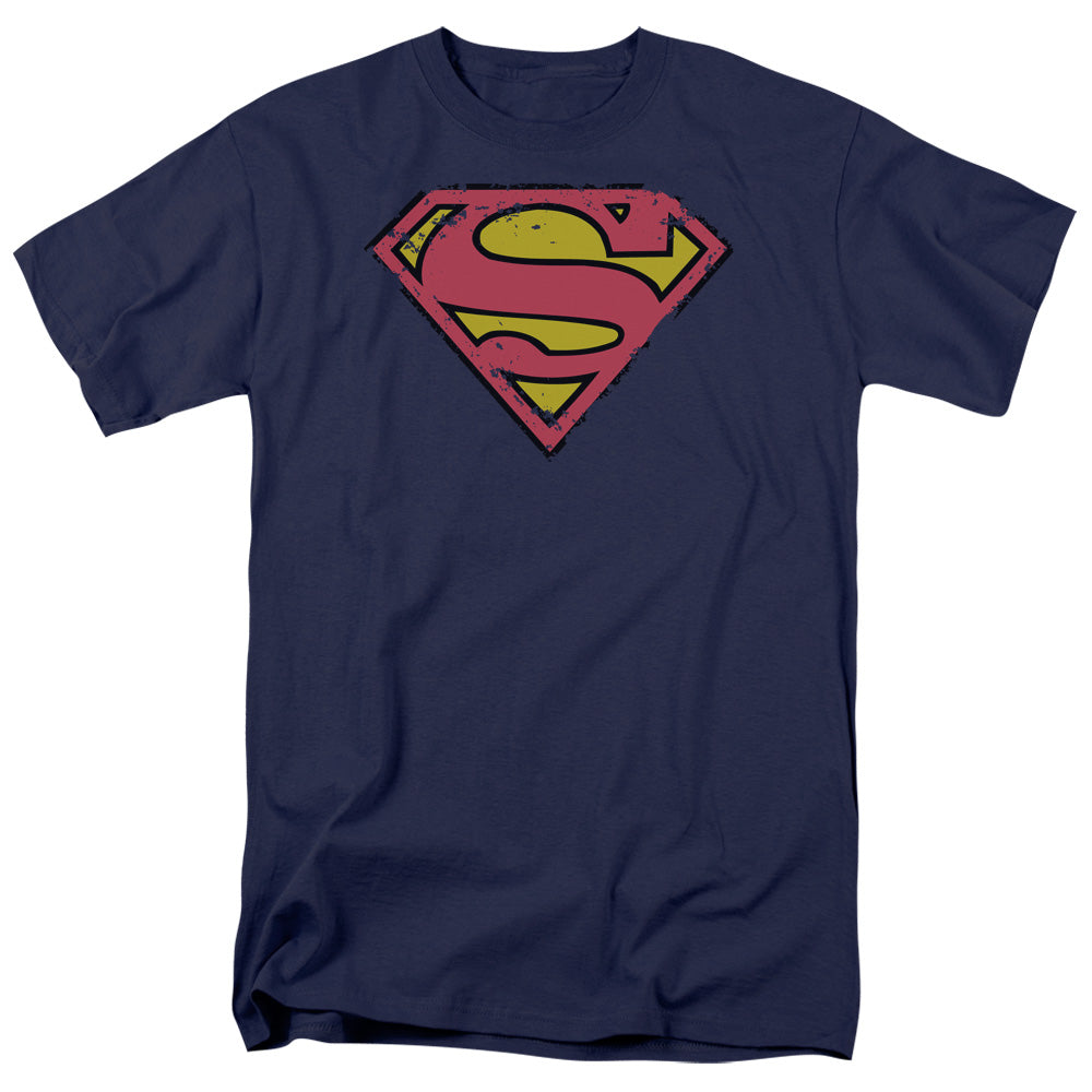 Superman Distressed Shield Licensed Adult Unisex T-Shirt Regular Fit Tee SM-3X