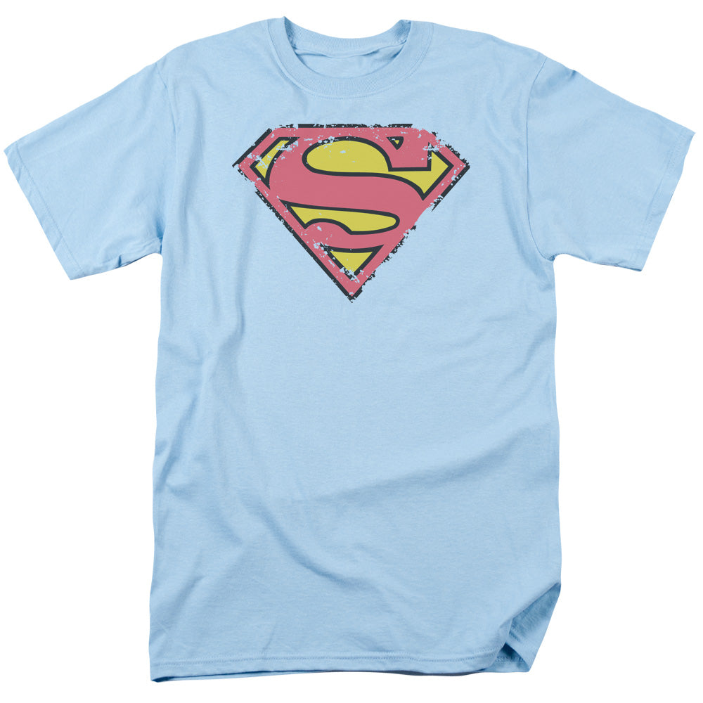 Superman Distressed Shield Licensed Adult Unisex T-Shirt Regular Fit Tee SM-2X