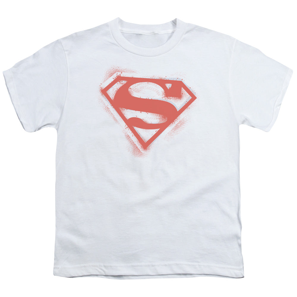Superman Spray Paint Shield Licensed Kid's T-Shirt (Ages 4-7) XS-XL