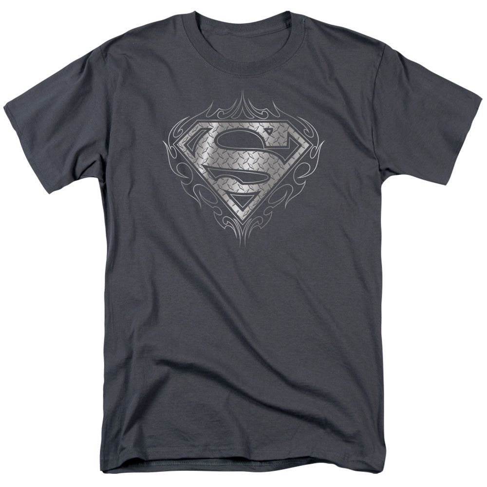 Superman Tribal Steel Logo Licensed Adult Unisex T-Shirt Regular Fit Tee SM-3X