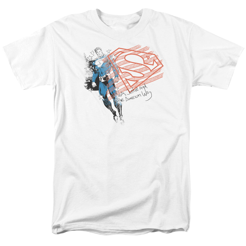 Superman Super American Flag Licensed Adult Unisex T-Shirt Regular Fit Tee SM-3X