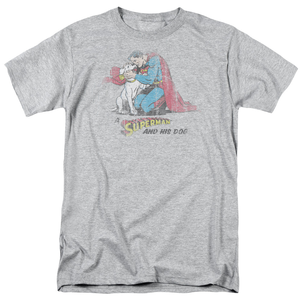 Superman And His Dog Licensed Adult Unisex T-Shirt Regular Fit Tee SM-3X