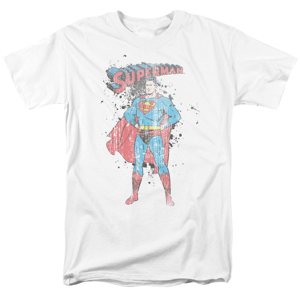 Superman Vintage Ink Splatter Licensed Adult Unisex T-Shirt Regular Fit Tee