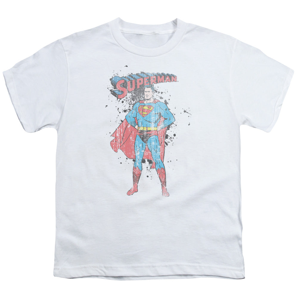 Superman Vintage Ink Splatter Licensed Kid's T-Shirt (Ages 4-7) XS-LG