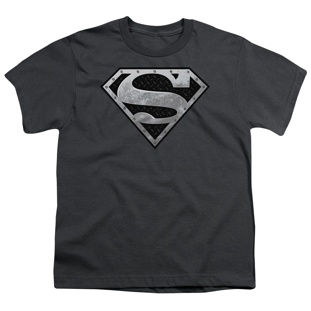 Superman Super Metallic Shield Licensed Kid's T-Shirt (Ages 4-7) XS-XL