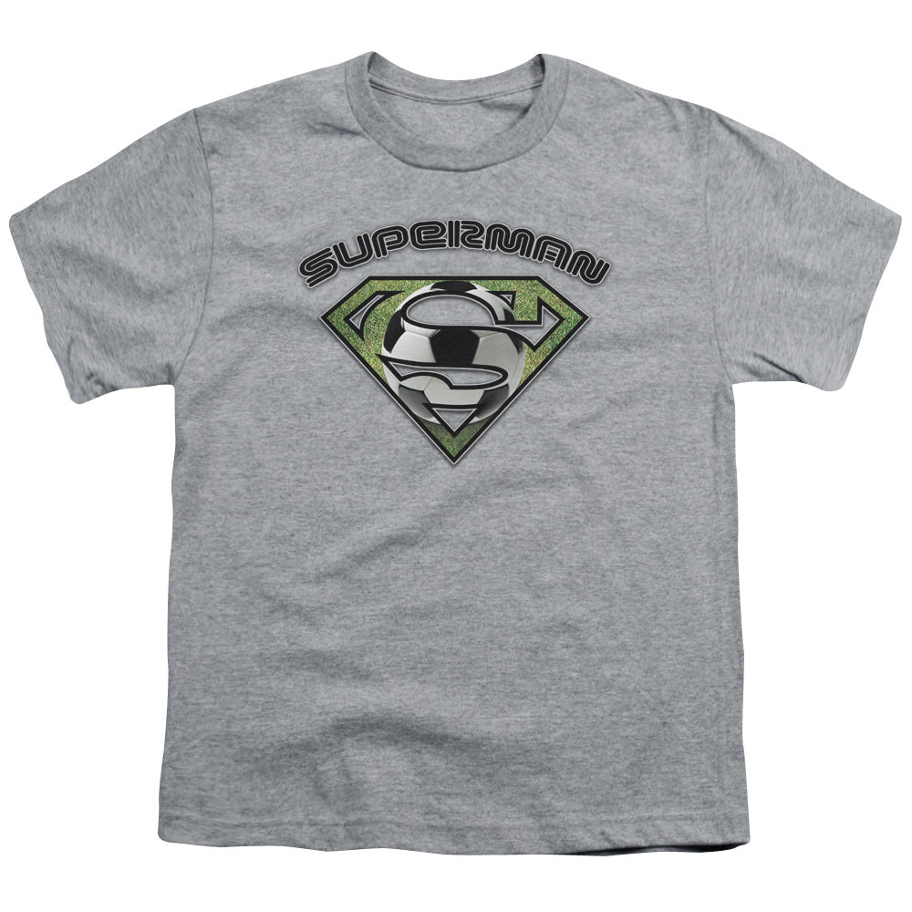 Superman Soccer Shield Licensed Kid's T-Shirt (Ages 4-7) SM-XL