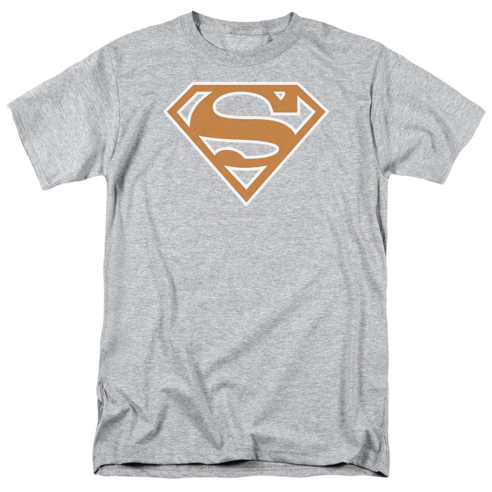 Superman Burnt Orange&White Shield Licensed Adult Unisex T-Shirt Regular Fit Tee