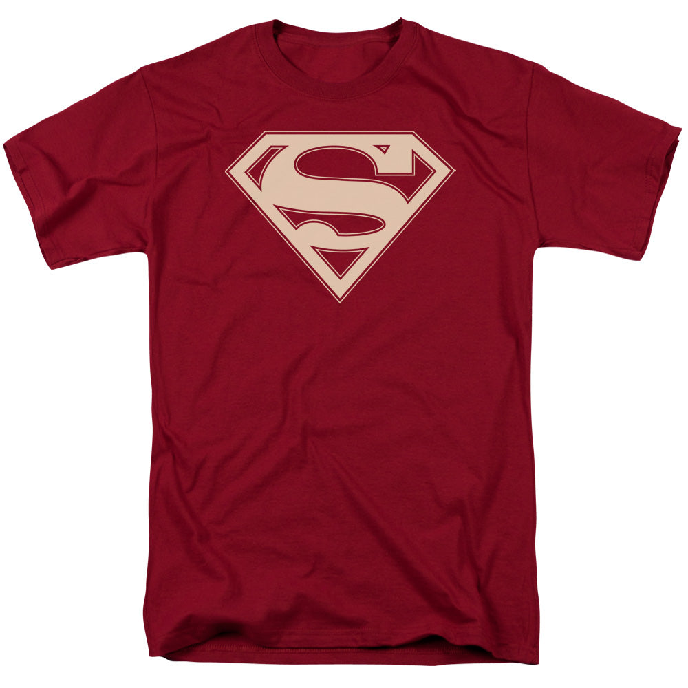 Superman Crimson & Cream Shield Licensed Adult Unisex T-Shirt Regular Fit Tee