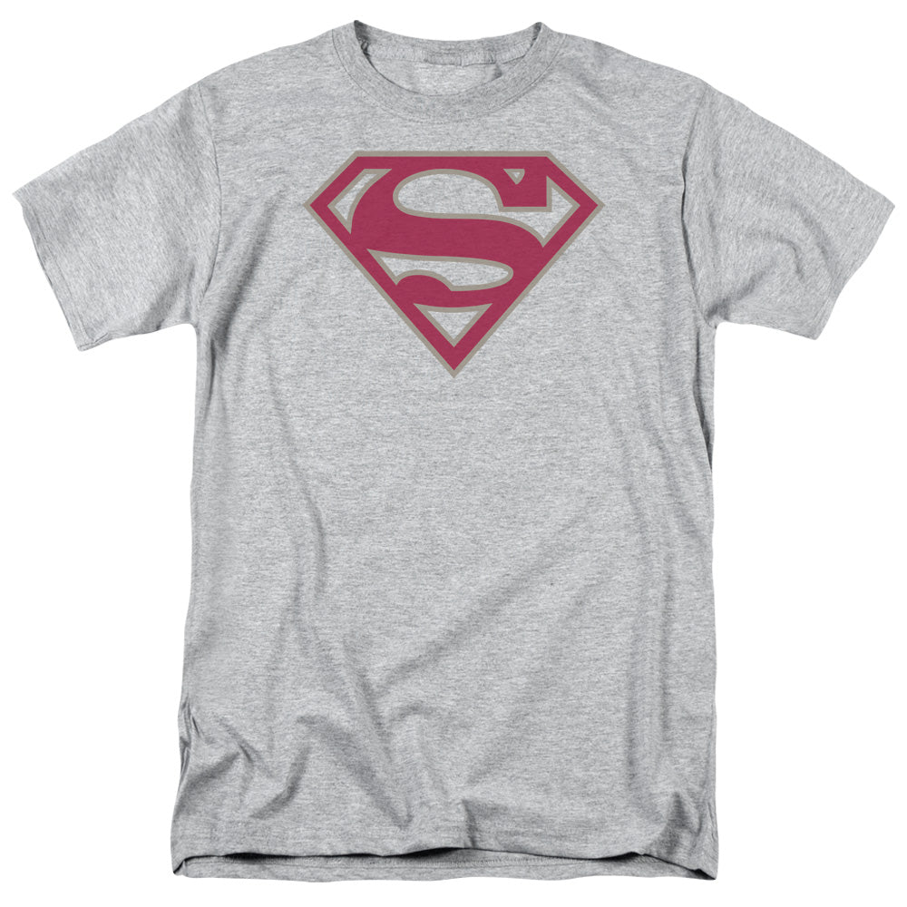 Superman Crimson & Gray Shield Licensed Adult Unisex T-Shirt Regular Fit Tee