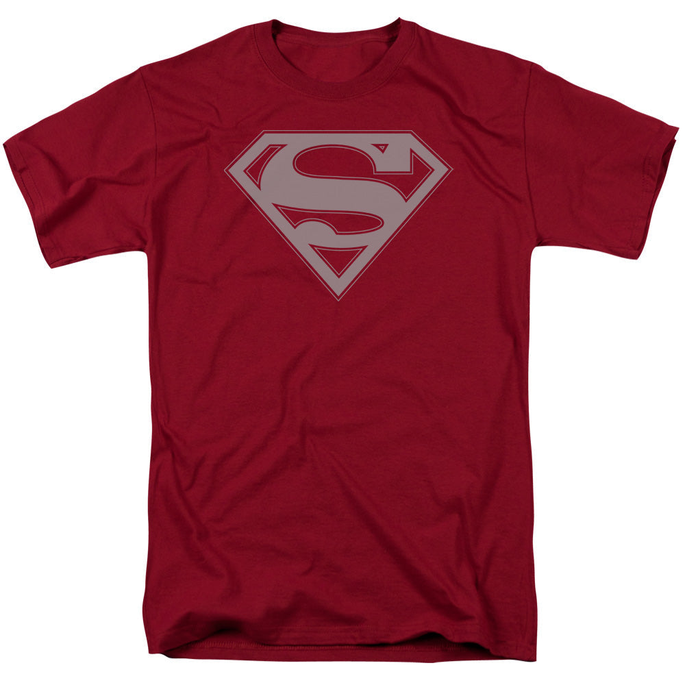 Superman Crimson & Gray Shield Licensed Adult Unisex T-Shirt Regular Fit Tee
