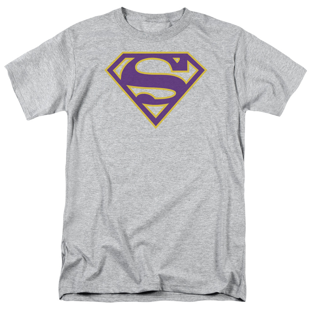 Superman Purple & Gold Shield Licensed Adult Unisex T-Shirt Regular Fit Tee