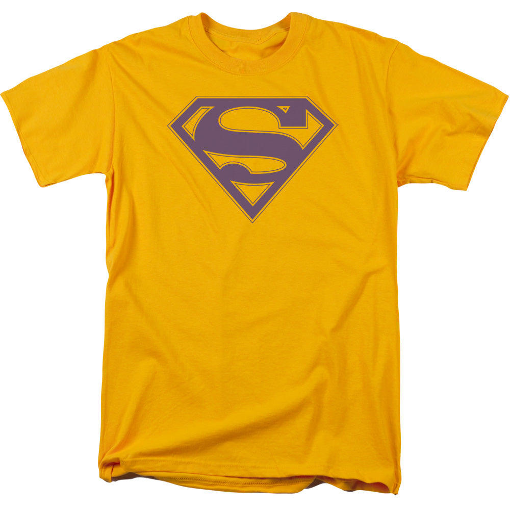 Superman Purple & Gold Shield Licensed Adult Unisex T-Shirt Regular Fit Tee