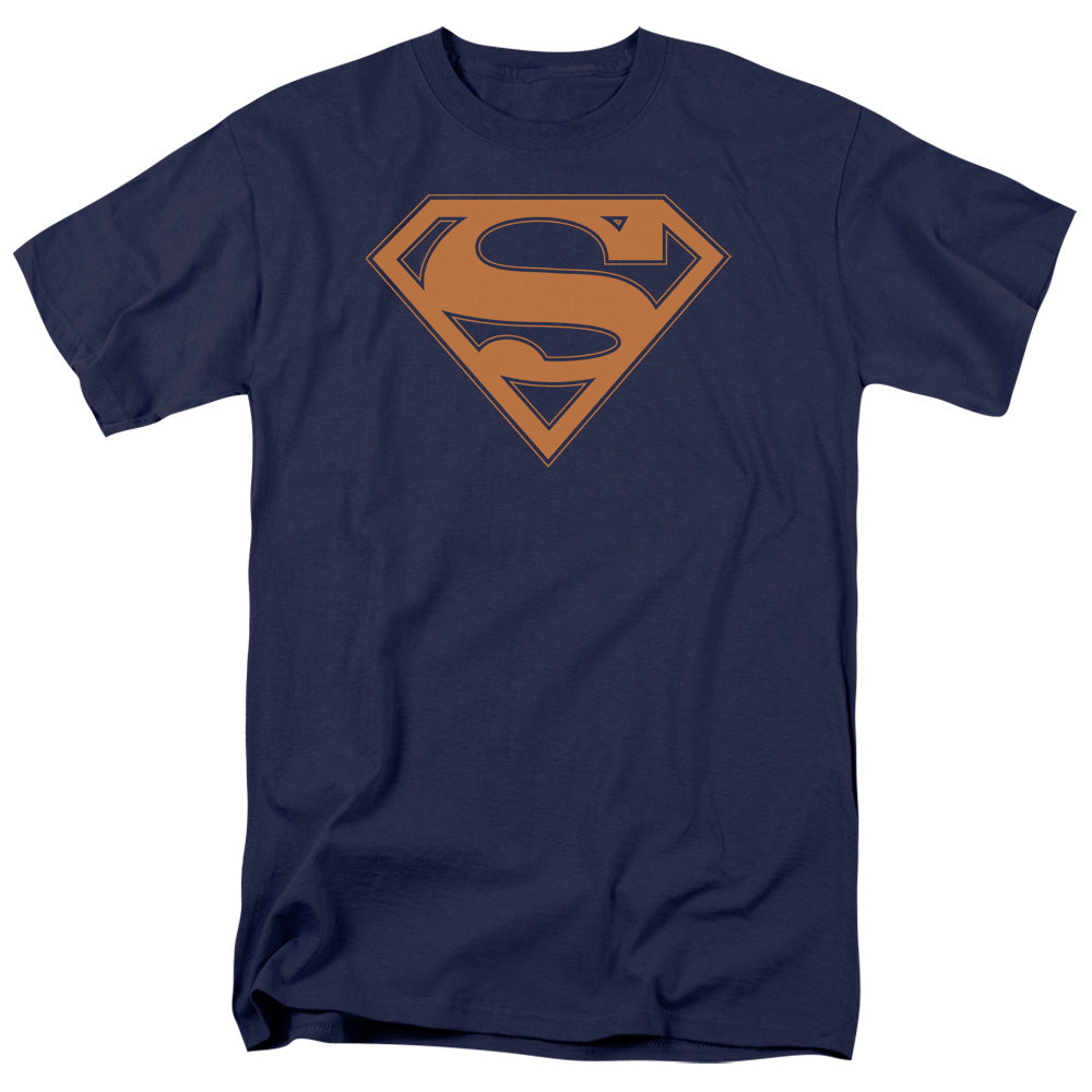 Superman Navy & Orange Shield Licensed Adult Unisex T-Shirt Regular Fit Tee