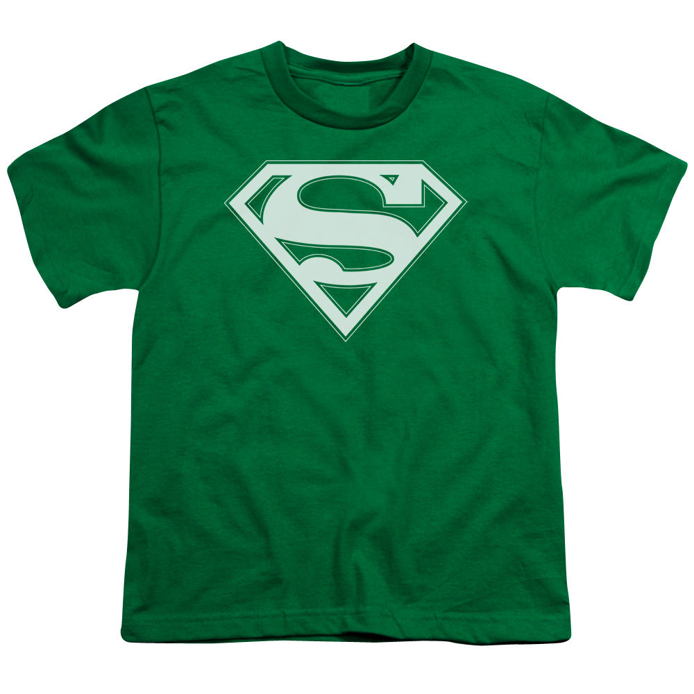 Superman Green & White Shield Licensed Kid's T-Shirt (Ages 4-7) SM
