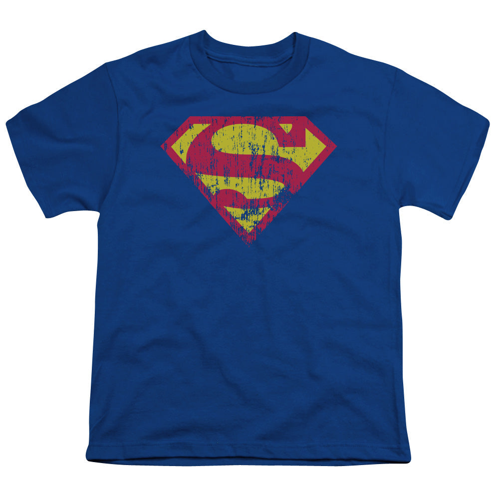 Superman Classic Logo Distressed Licensed Kid's T-Shirt (Ages 4-7) SM-XL