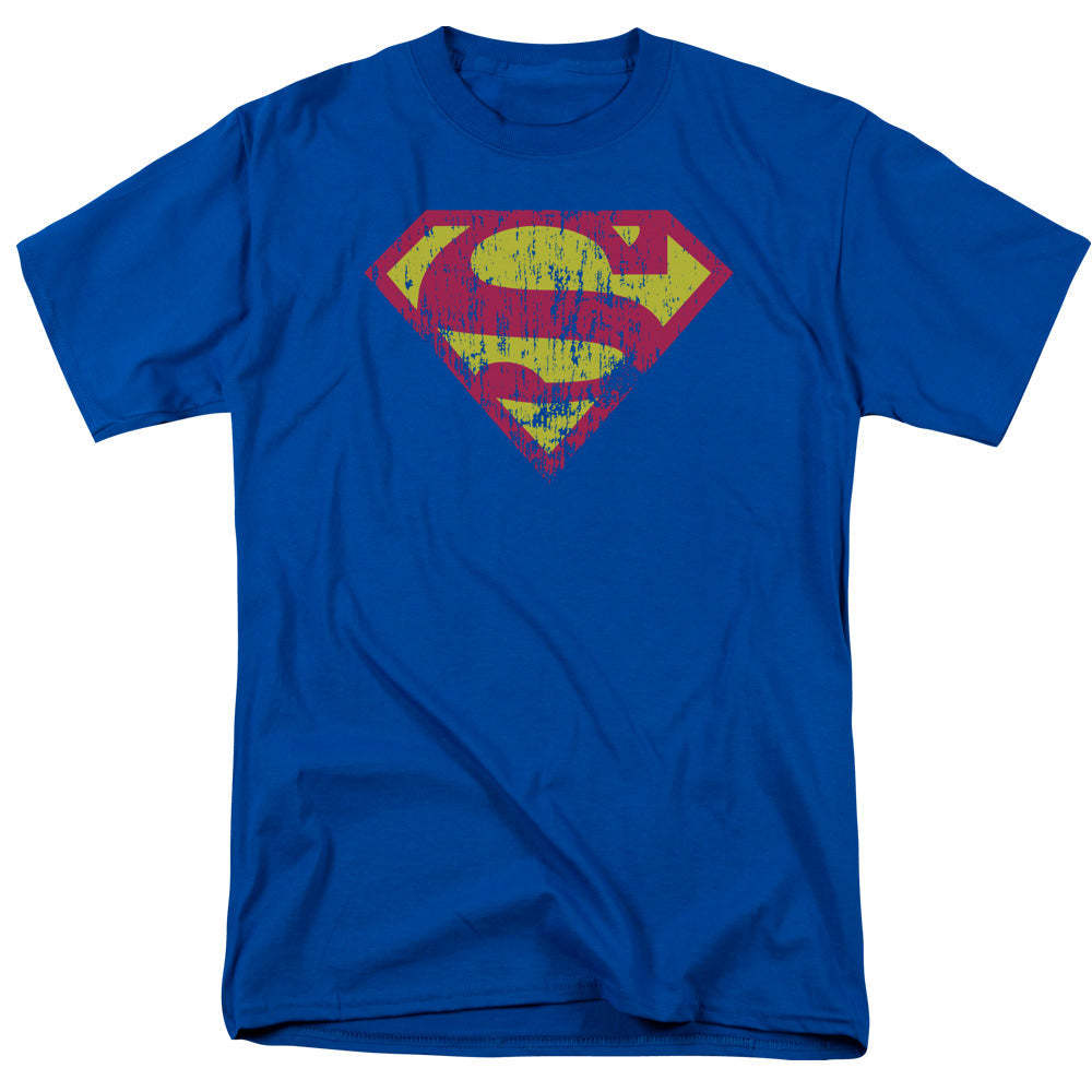 Superman Classic Logo Distressed Licensed Adult Unisex T-Shirt Regular Fit Tee