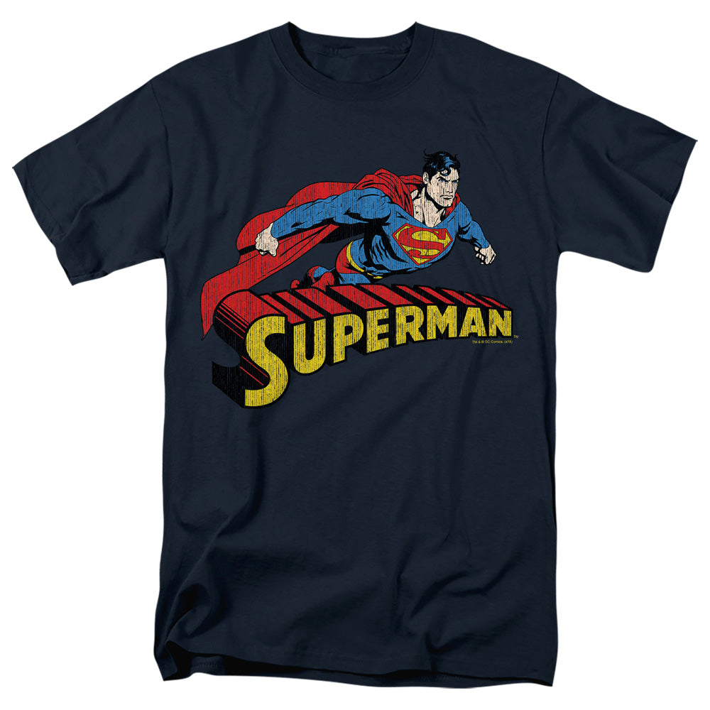 Superman Flying Over Licensed Adult Unisex T-Shirt Regular Fit Tee SM-3X