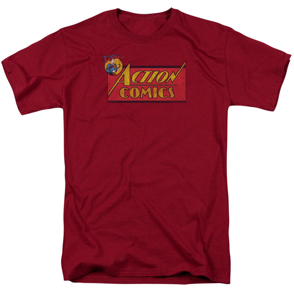 Superman Action Comics Logo Licensed Adult Unisex T-Shirt Regular Fit Tee SM-3X