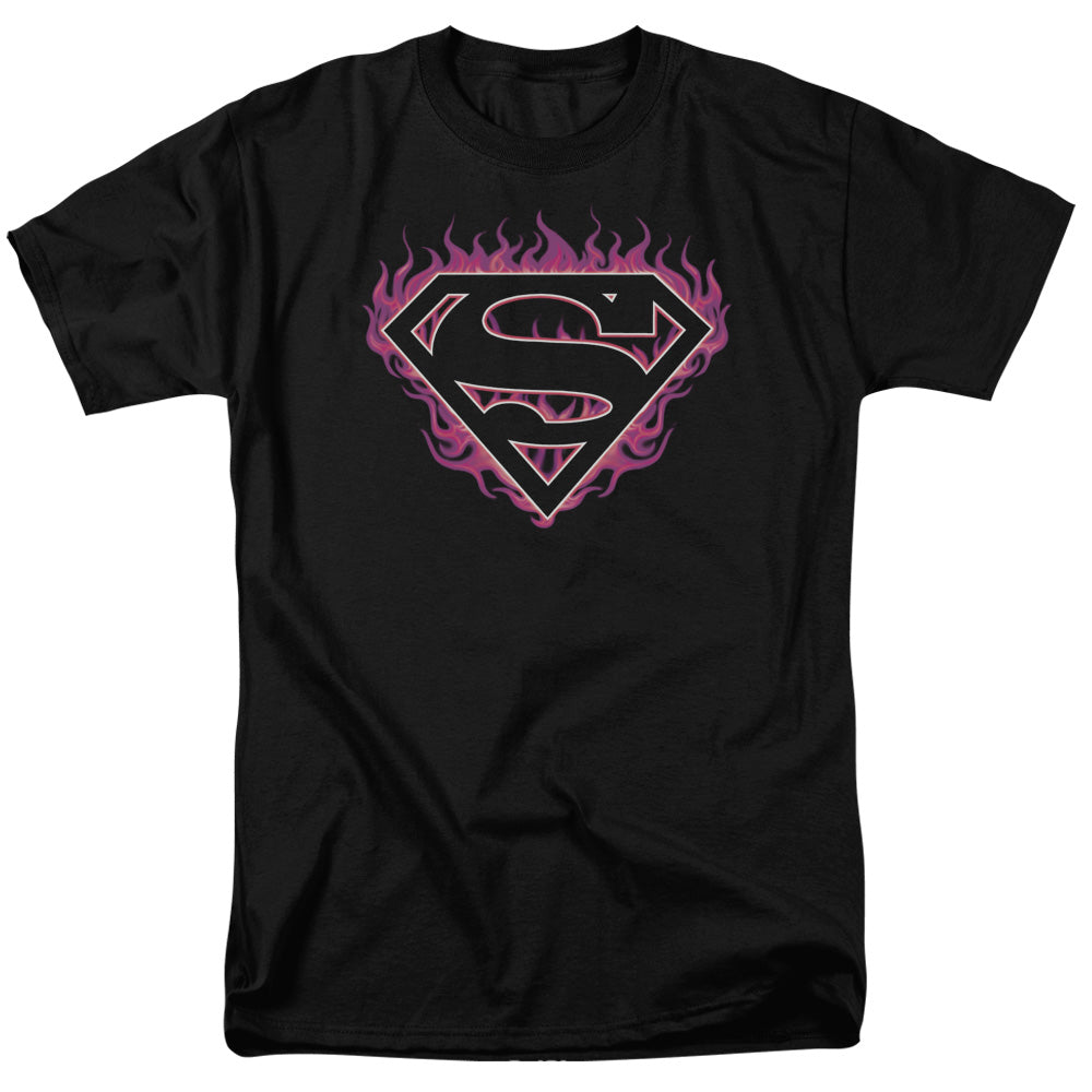 Superman Fuchsia Flames Licensed Adult Unisex T-Shirt Regular Fit Tee SM-3X