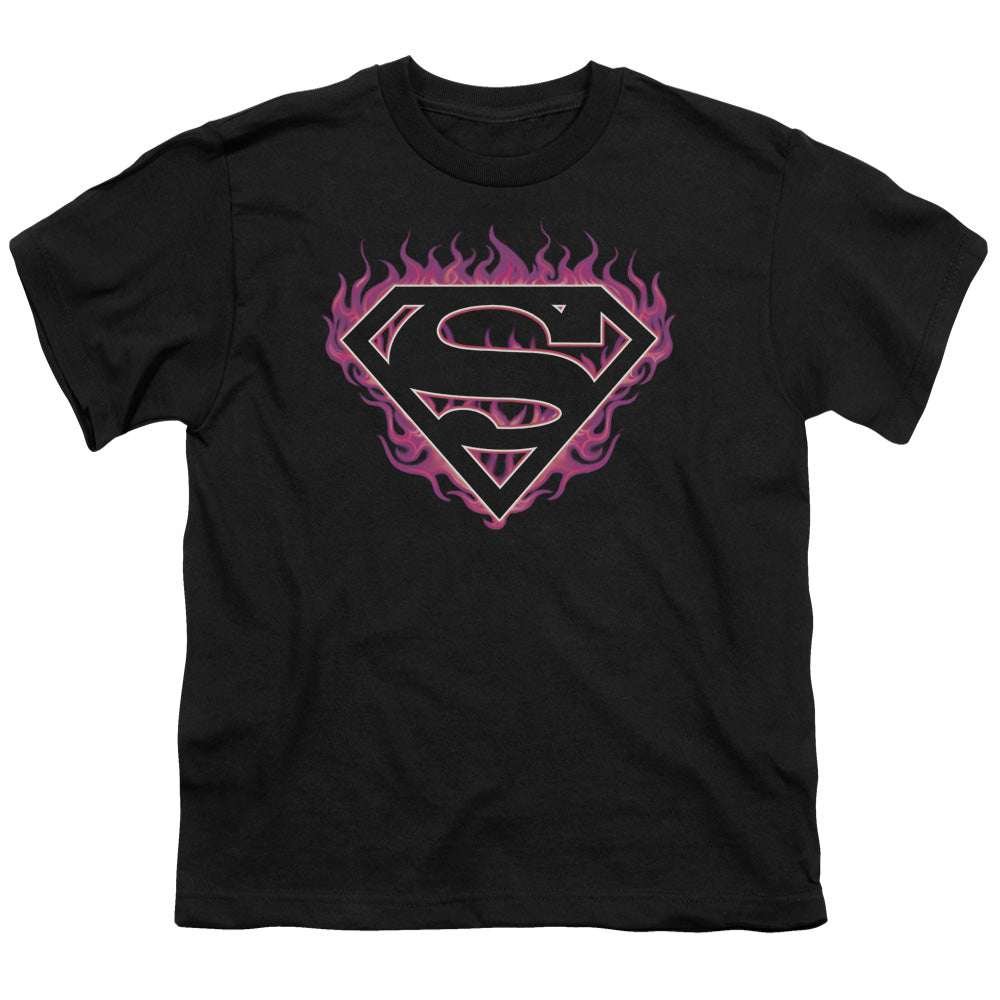 Superman Fuchsia Flames Licensed Kid's T-Shirt (Ages 4-7) SM-MD