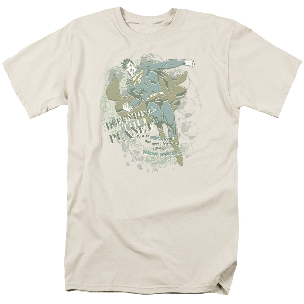 Superman Defending The Planet Licensed Adult Unisex T-Shirt Regular Fit Tee