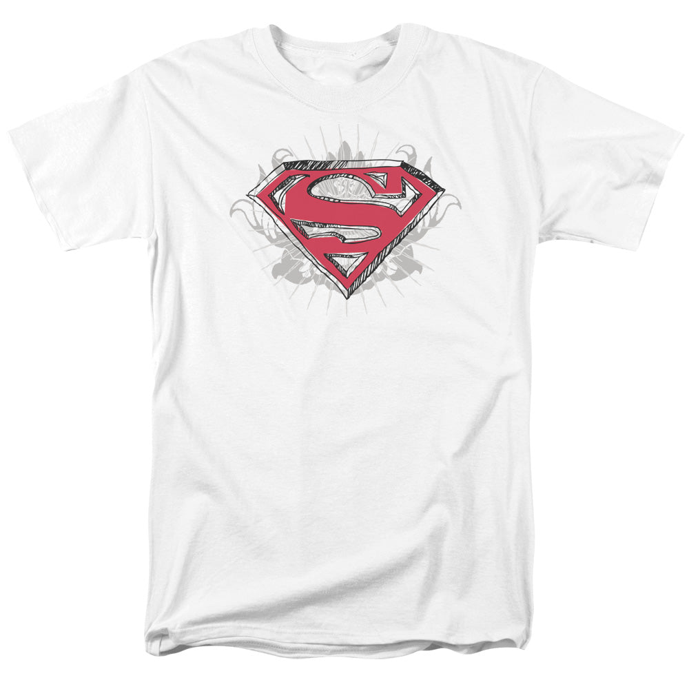 Superman Hastily Drawn Shield Licensed Adult Unisex T-Shirt Regular Fit Tee
