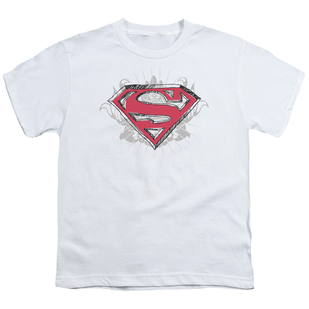Superman Hastily Drawn Shield Licensed Kid's T-Shirt (Ages 4-7) SM-XL