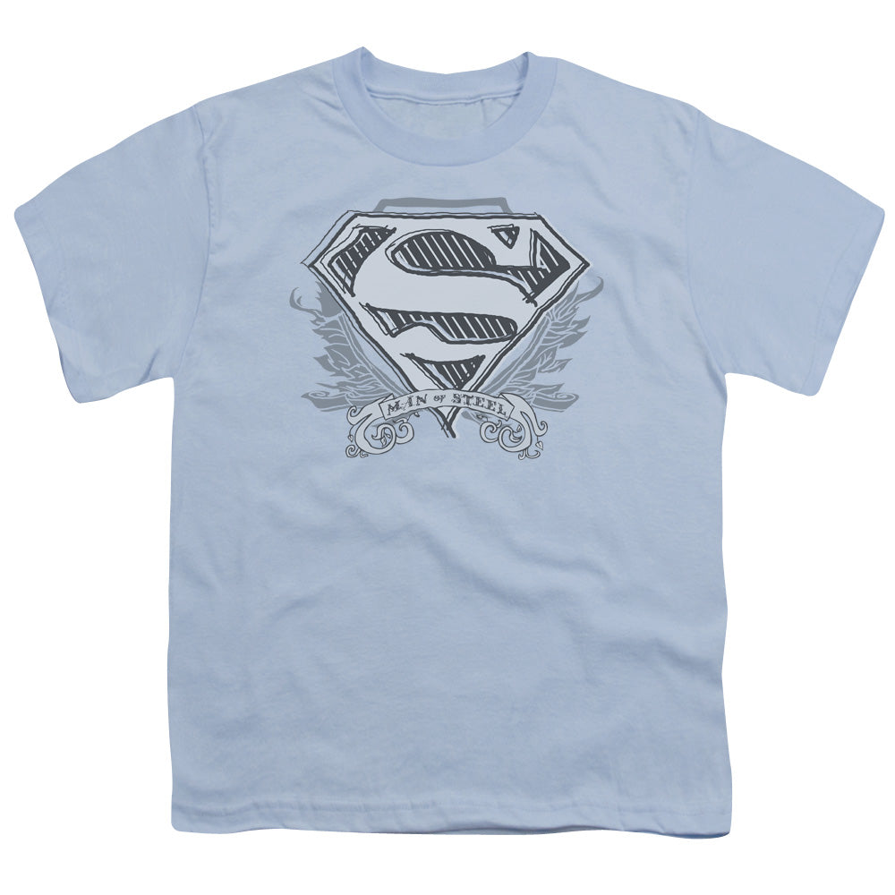 Superman Sketchy Crest Shield Licensed Kid's T-Shirt (Ages 4-7) SM-XL