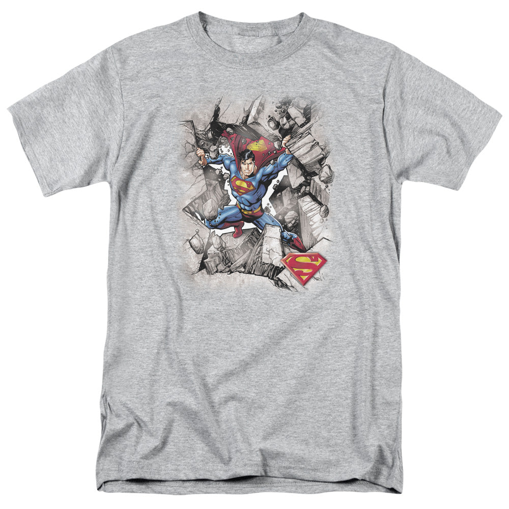 Superman Break Through Licensed Adult Unisex T-Shirt Regular Fit Tee SM-3X