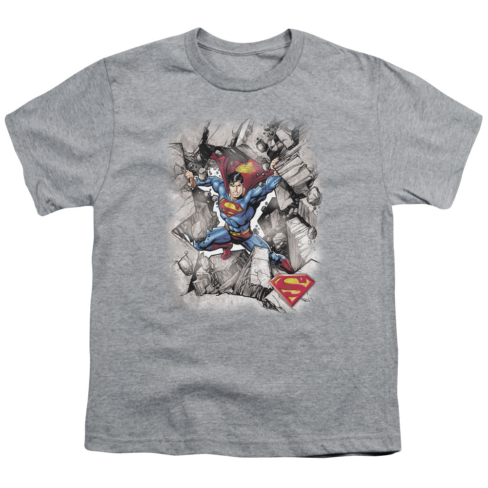 Superman Break Through Licensed Kid's T-Shirt (Ages 4-7) XS-XL