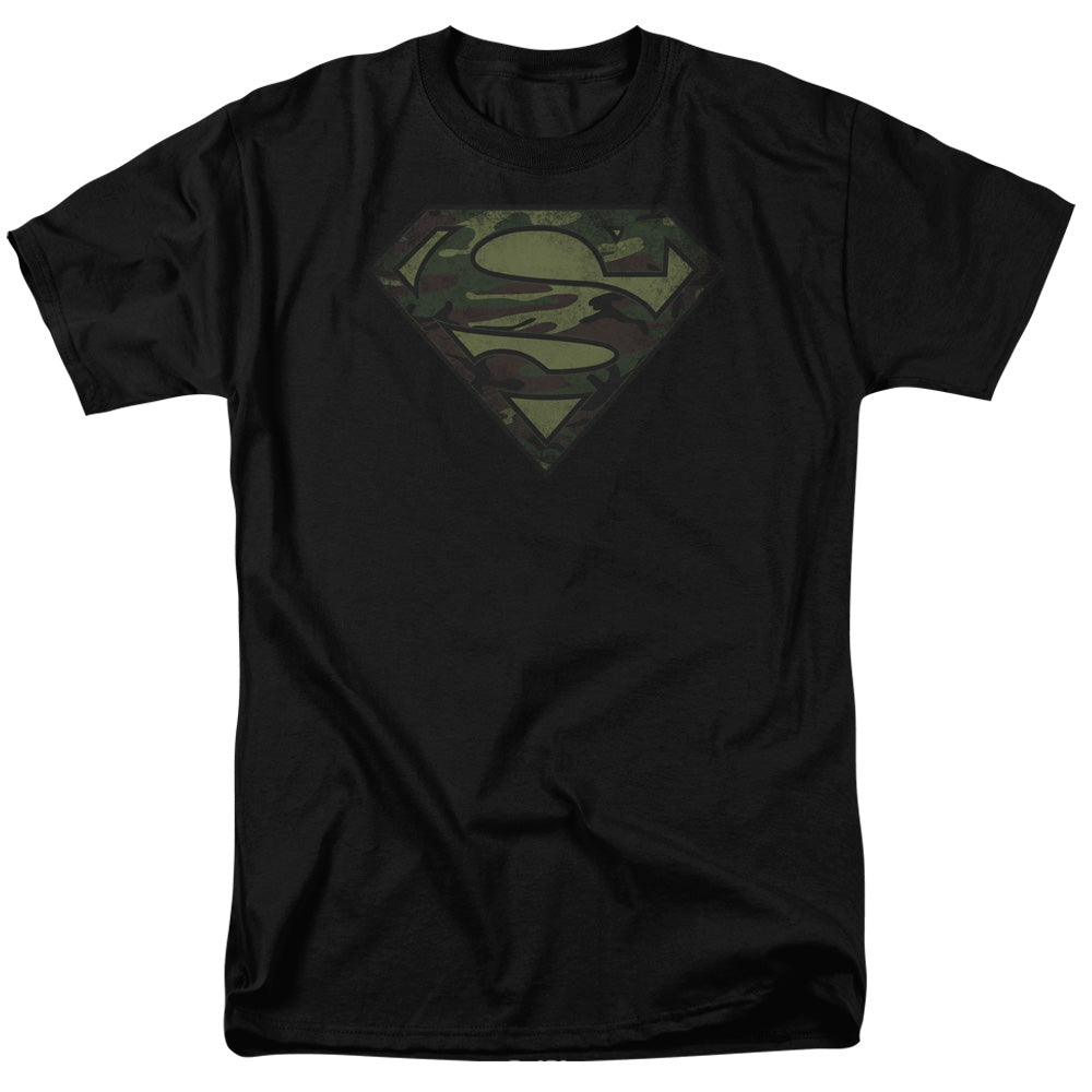 Superman Camo Logo Distressed Licensed Adult Unisex T-Shirt Regular Fit Tee